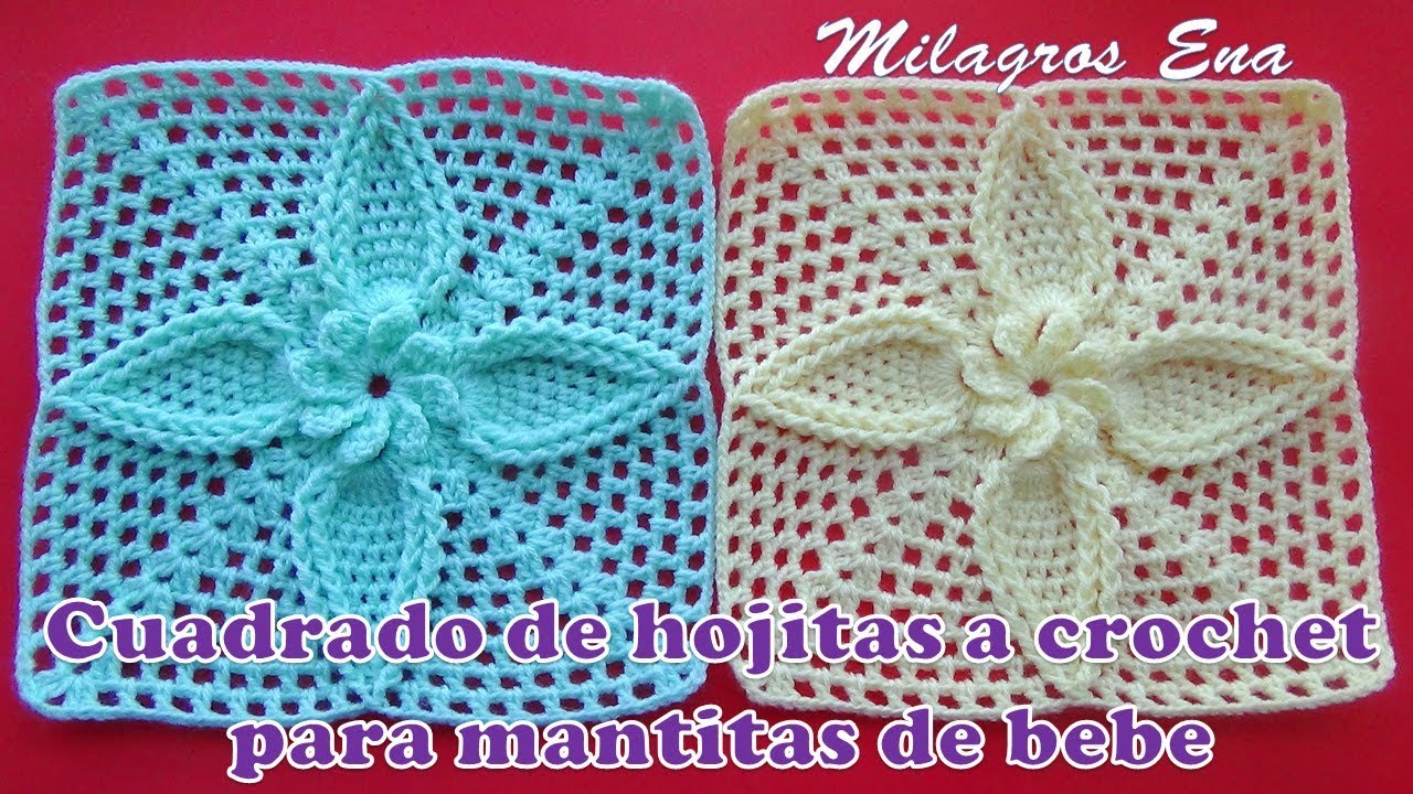 Cuadrado de hojitas en crochet