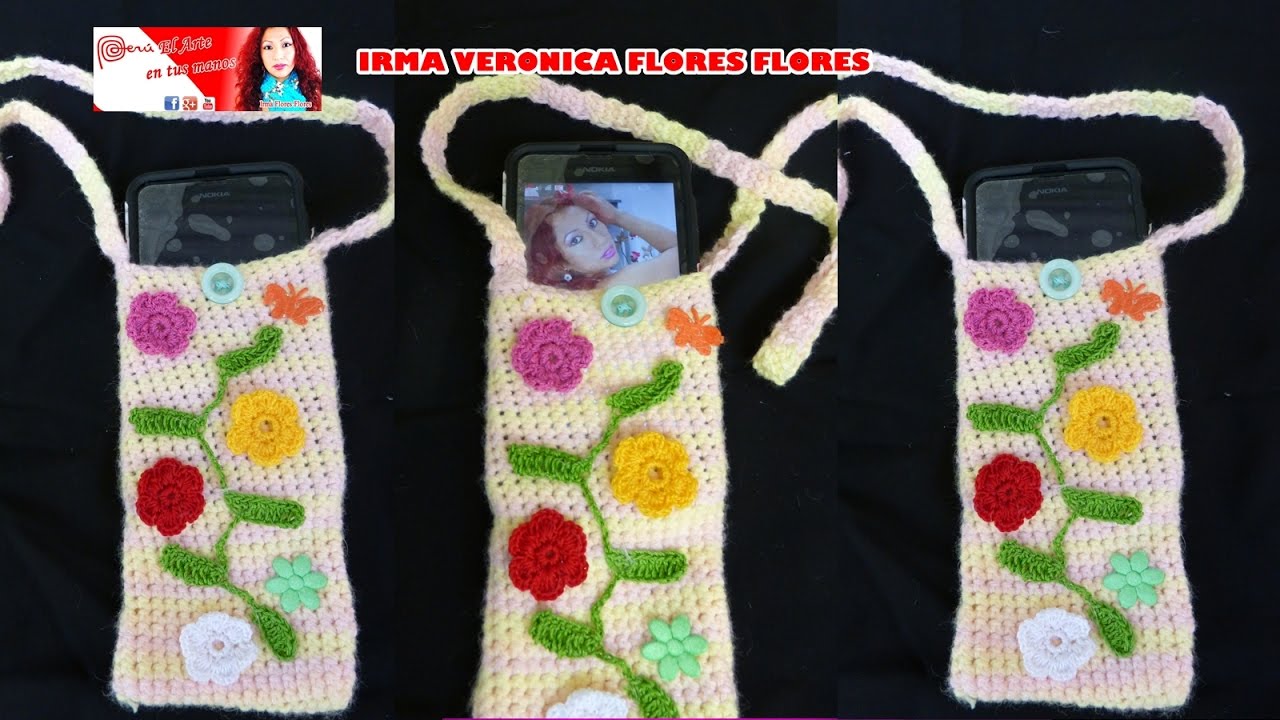 Funda porta celular tejidos a crochet paso a paso
