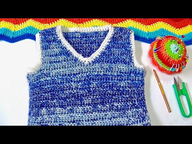 Chalecos-de-crochet-con-cuello-en-V